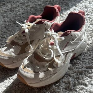Reebok White and Burgundy Athletic Shoes